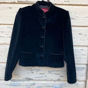 Vintage Vidal Sasson Black Velvet Tailored Formal Event Suit Skirt Jacket 8/9